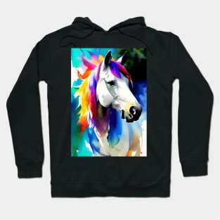 White horse head with colored mane Hoodie